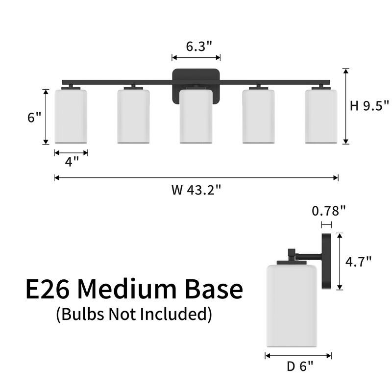 KAWOTI Modern & Contemporary Vanity Light with Frosted Glass Shade