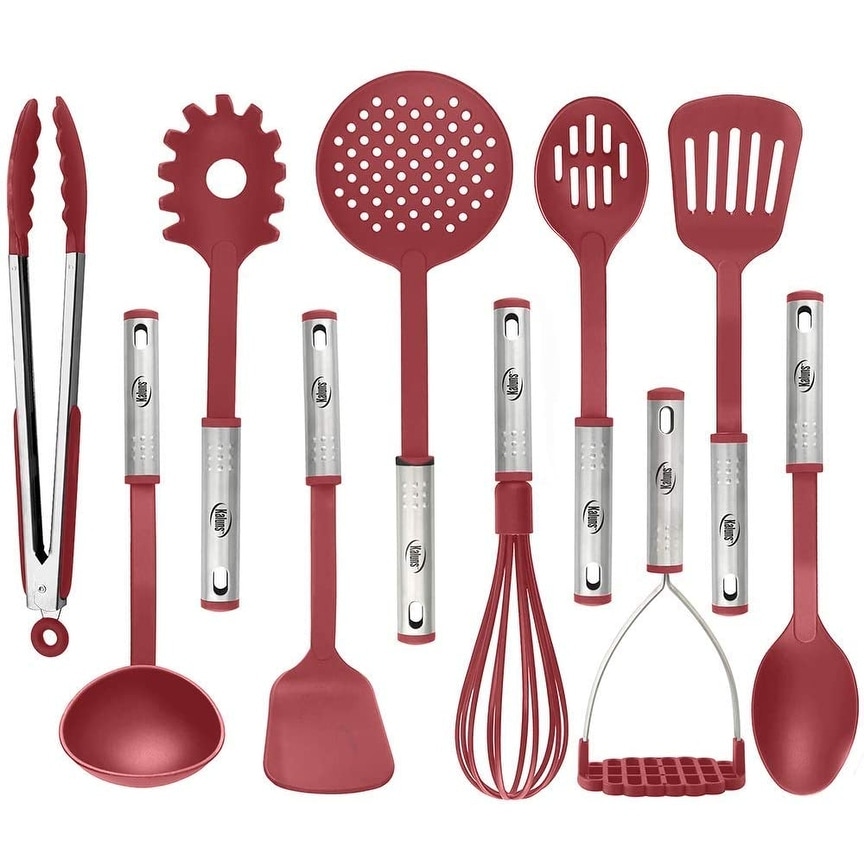 Kaluns Kitchen Utensils Set, 21 Piece Wood And Silicone, Cooking Utensils,  Dishwasher Safe And Heat Resistant Kitchen Tools, Red : Target
