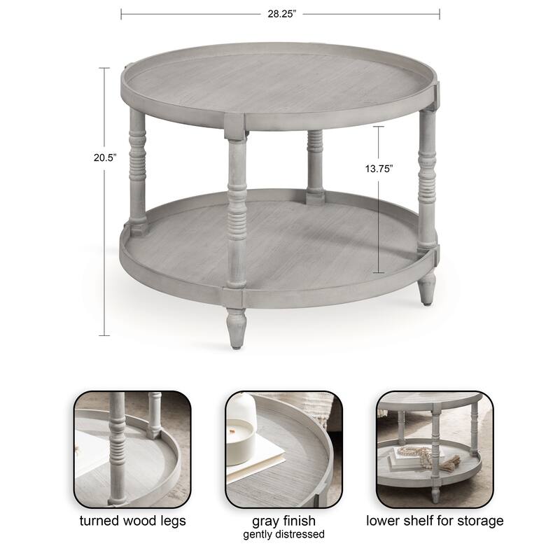 Kate and Laurel Bellport Round Wood Coffee Table