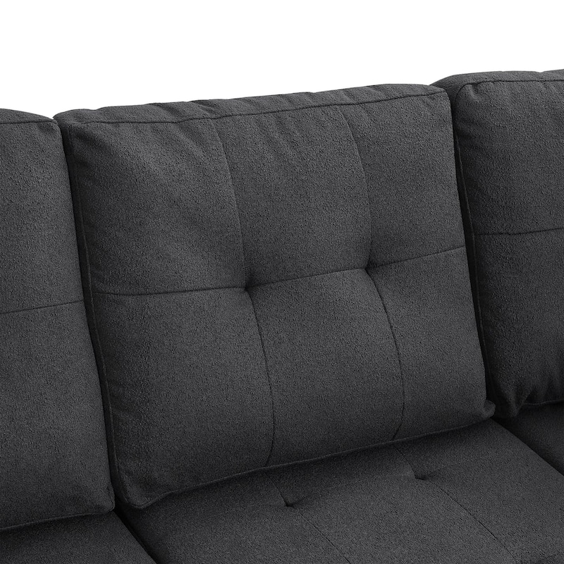 109.20 in Wide Square Arm Polyester L-shaped Removable Back Cushions and 2 Pillows Sofa