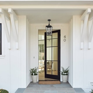 KAWOTI Adjustable 2-Light Sandy Black Outdoor Pendant Light - W8.4" x D8.4" x H19.5"