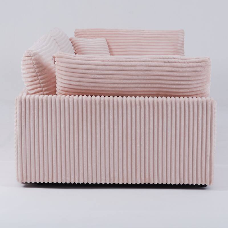 112-inch Pink Corduroy Sofa with Fashionable Design and Comfortable Features