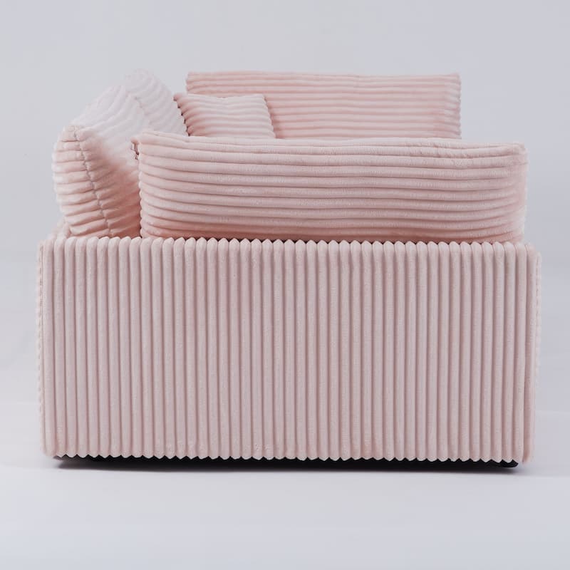 The 112-Inch Corduroy Sofa,With Two Throw Pillows And Four Backrests