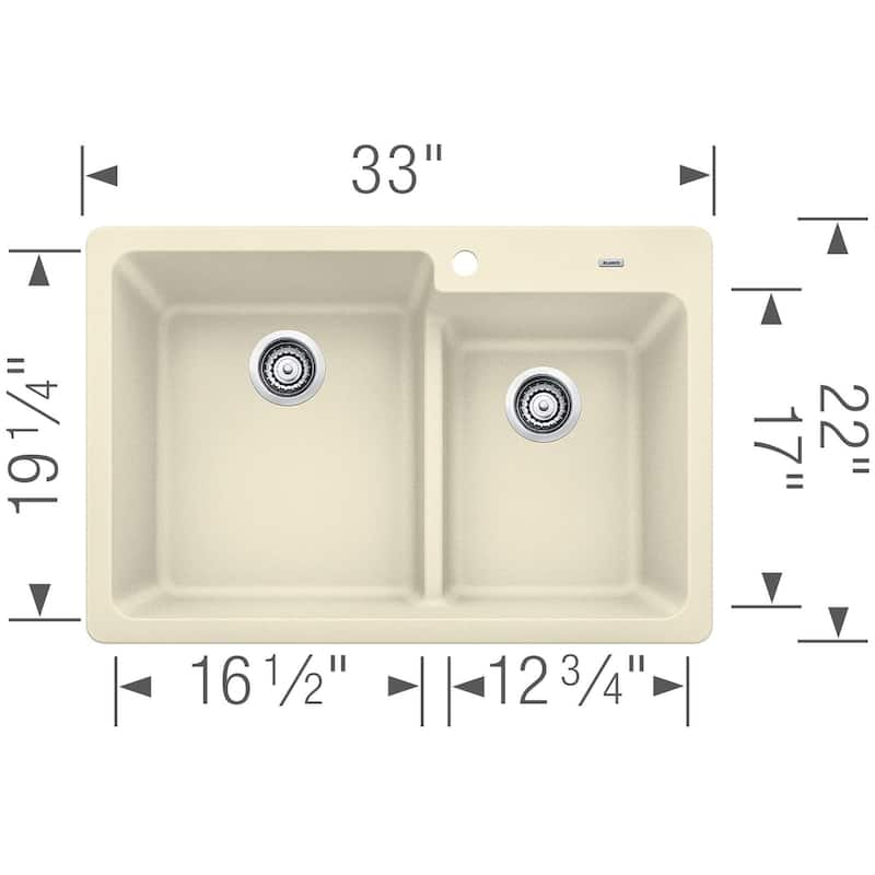 Blanco Grandis 33" Undermount Double Basin Silgranit Kitchen Sink
