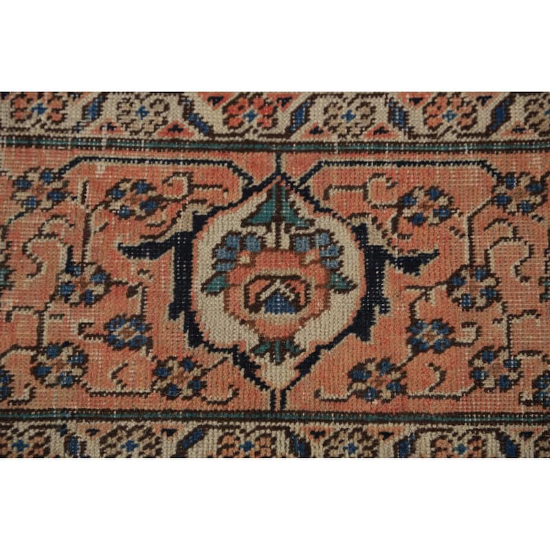Orange Geometric Tabriz Persian Vintage Rug Handmade Wool Carpet - 7'7" x 11'5"