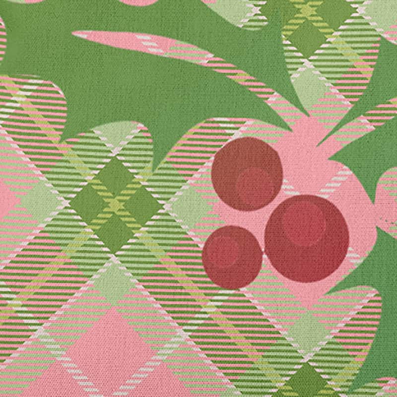 Holly on Plaid Christmas Indoor/Outdoor Throw Pillow