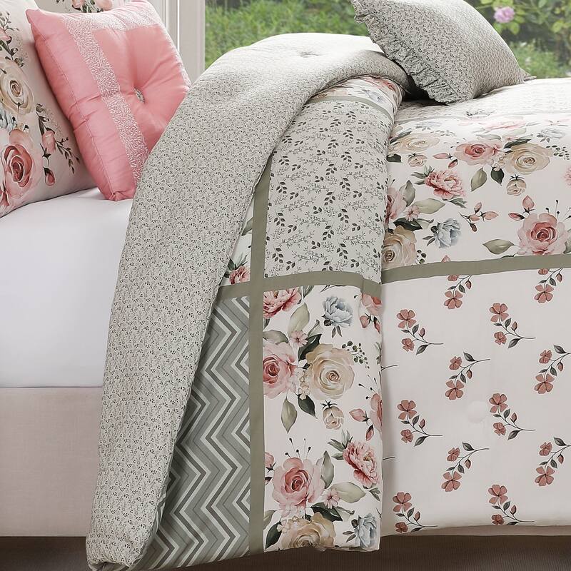 Bebejan Sage Serenity 100% Cotton Sateen5 Piece Reversible Comforter Set