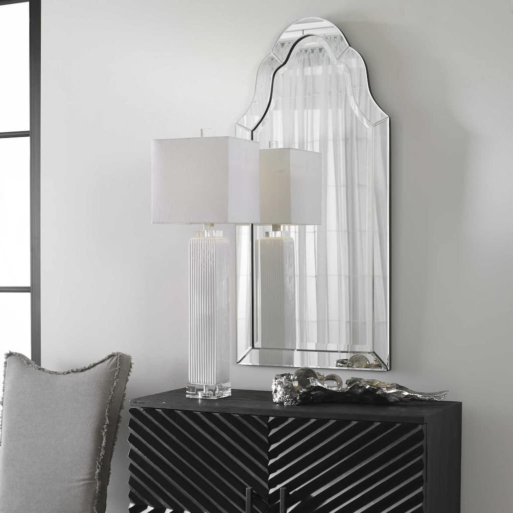 Uttermost Hovan 44" X 21" Arched Style Frameless Wall Mirror