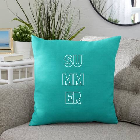 Summer Indoor/Outdoor Embroidered Square Pillow, Knife Edge - 18" x 18"