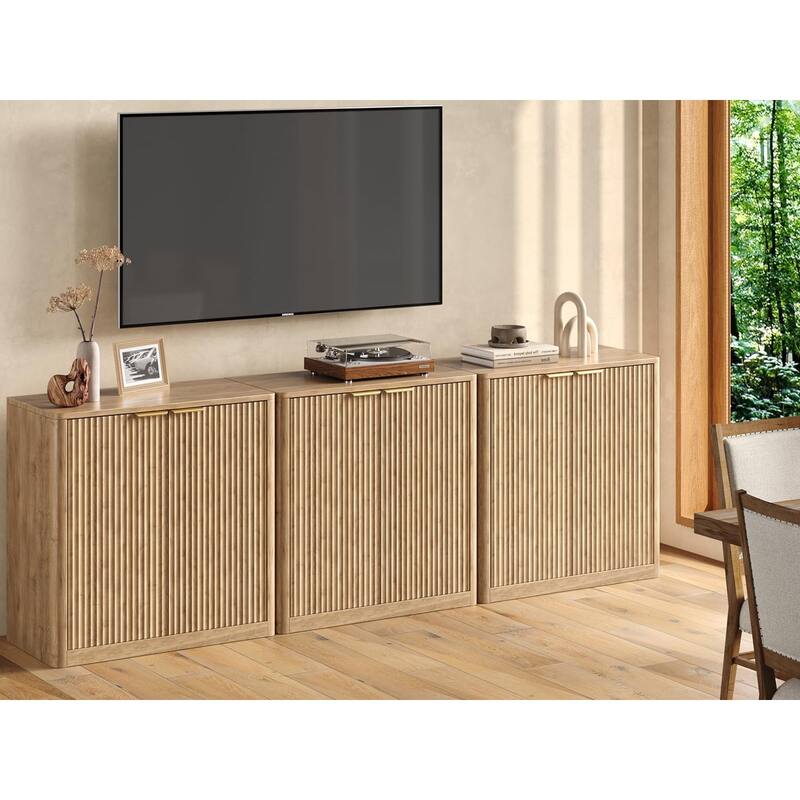 94.5" Buffet Cabinet with Storage, Fluted Sideboard with Adjustable Shelves for Living Room, Dining Room, Kitchen