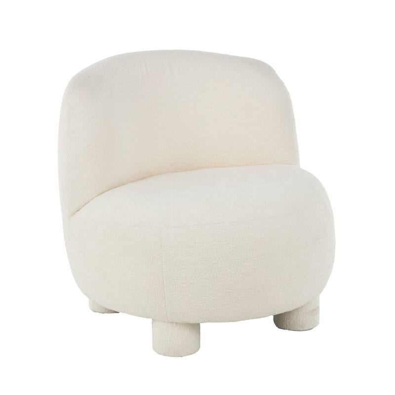 Polyester Rounded Barrel Accent Chair - Cream - Roche River Decor - 30"W x 30"L x 28"H