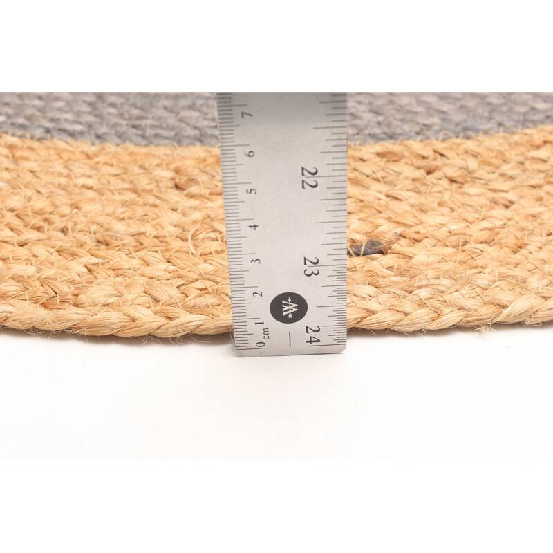 ECARPETGALLERY Braided Weave Palas Denizli Dark Grey Jute Rug - 3'0 x 3'0