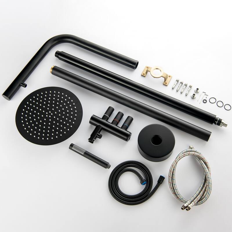 Freestanding Outdoor Shower System for Backyard/Garden/Poolside/Beach, Floor Mounted Shower Faucet with Shower Head & Handheld