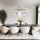 preview thumbnail 2 of 7, Modern Contemporary 12-Light Black Gold LED Chandelier Metal Wheel Pendant Lights for Dining Room - 23.5" D x 12.5" H