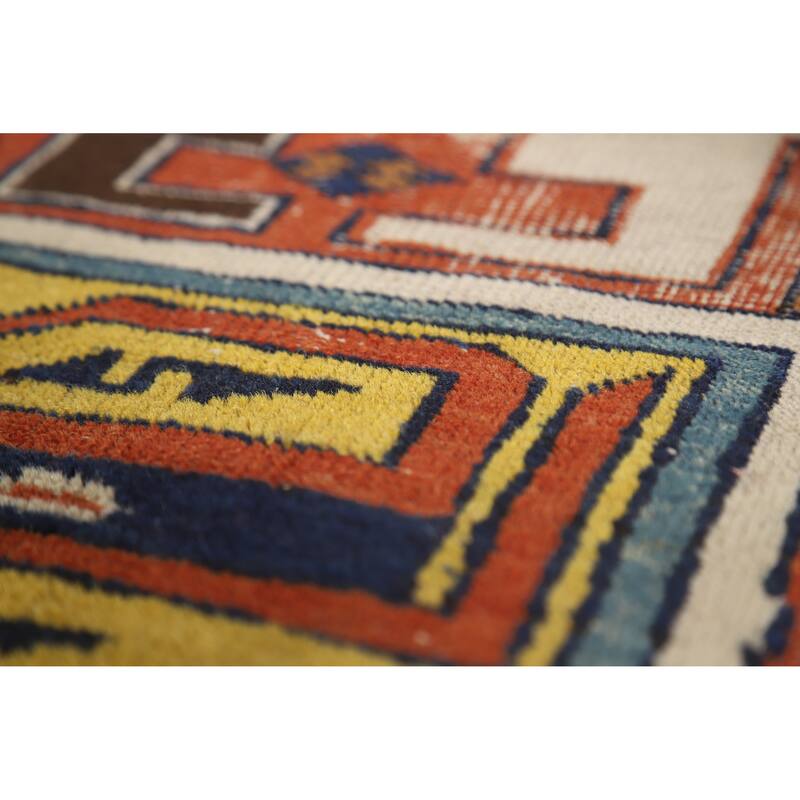 Hand Knotted Oriental 100% Wool Carpet Traditional Tribal Navy Blue & Blues Kazak Area Rug - 10' 0'' X 6' 7''