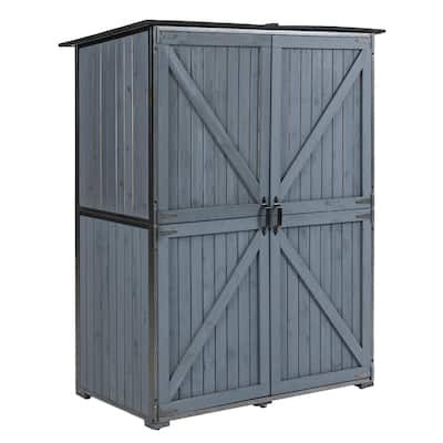 Outdoor Storage Cabinet 55.1"L X 29.1"W X 68.9"H, Garden Shed Tool Shed with Metal Frame Structure