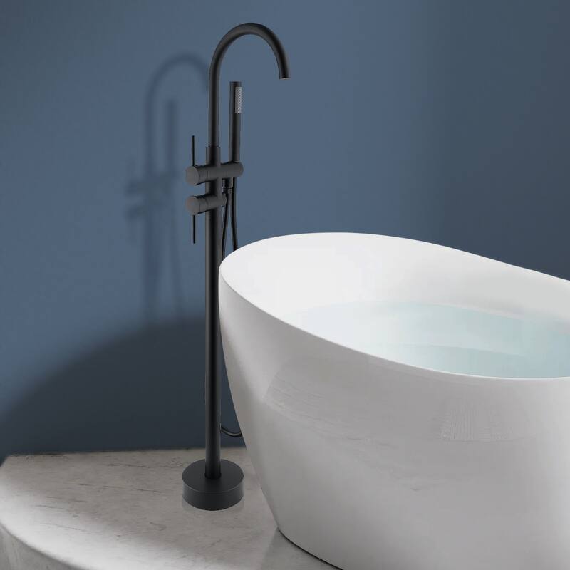Topcraft Floor Mounted Bathtub Filler with Handheld Showerhead