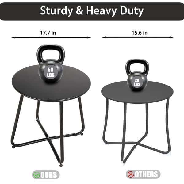 dimension image slide 6 of 12, Clihome Weather-resistant Outdoor Steel Round Side Table