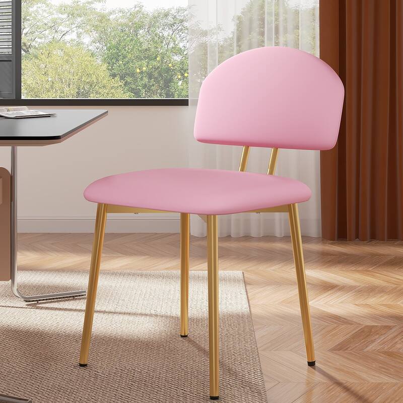 Javlergo Modern PU Leather Dining Chairs Set of 2 or 4 Upholstered Side Chairs Oval Back Compact Kitchen Chairs for Dining Room