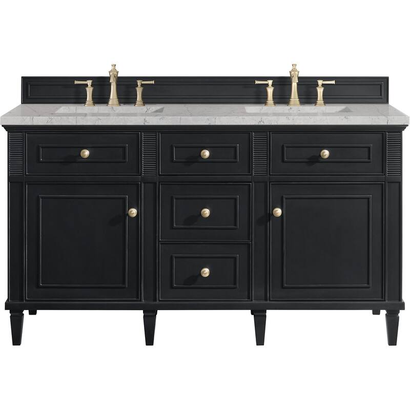 James Martin Vanities 424-V60D-FEJP Lorelai 60" Free Standing Double - Black Onyx