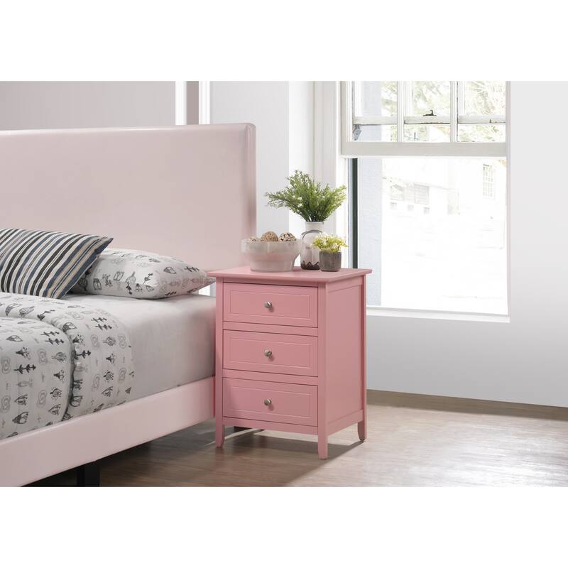 Compact Pink Nightstand with Modern Design - Pink