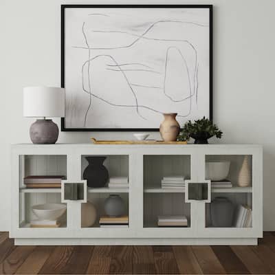 Classic Home Larson 90" Glass Reclaimed Pine Sideboard