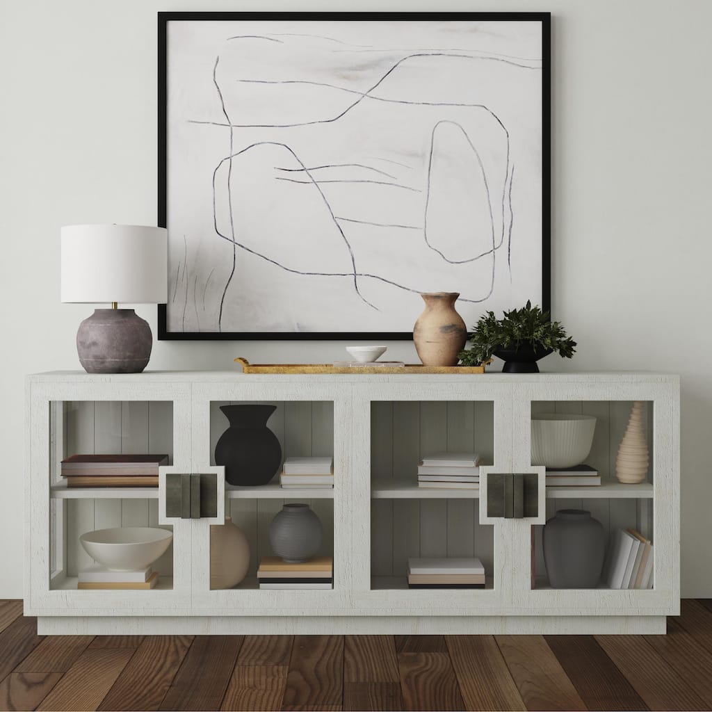 Classic Home Larson 90" Glass Reclaimed Pine Sideboard