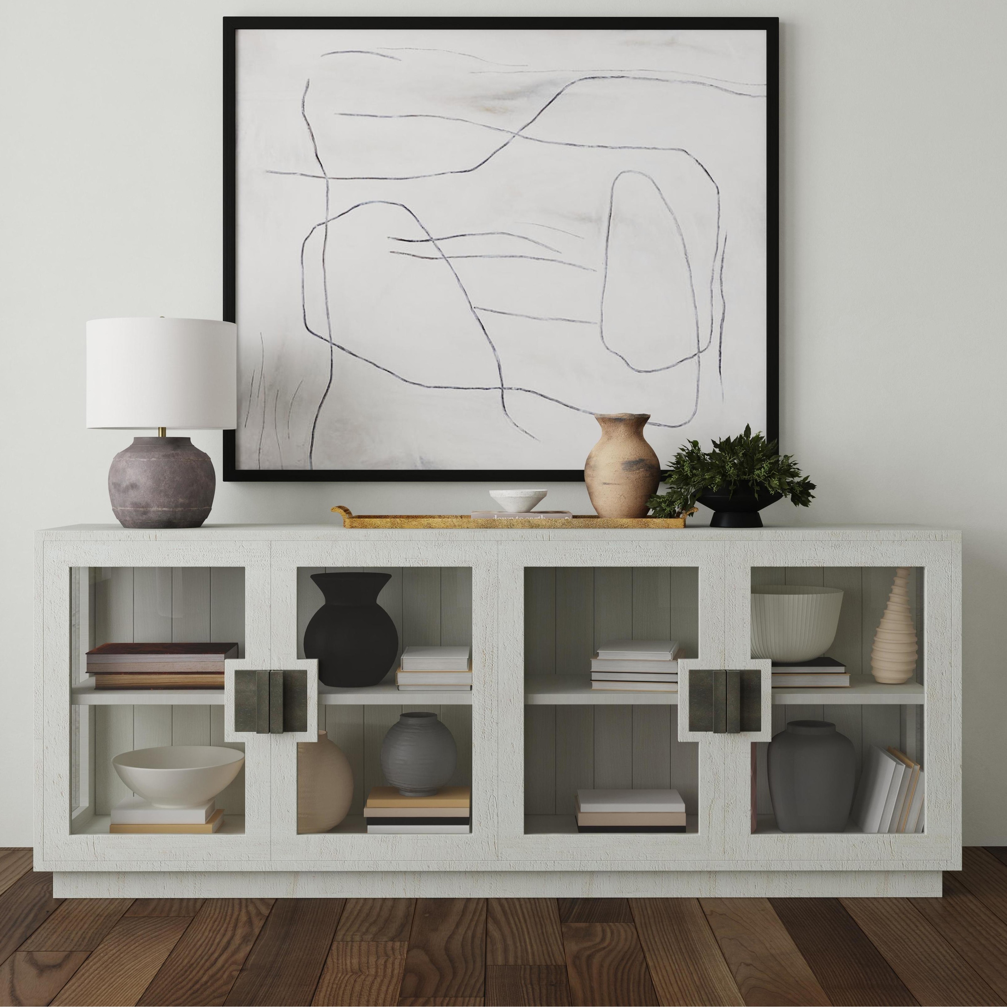 Classic Home Larson 90" Glass Reclaimed Pine Sideboard