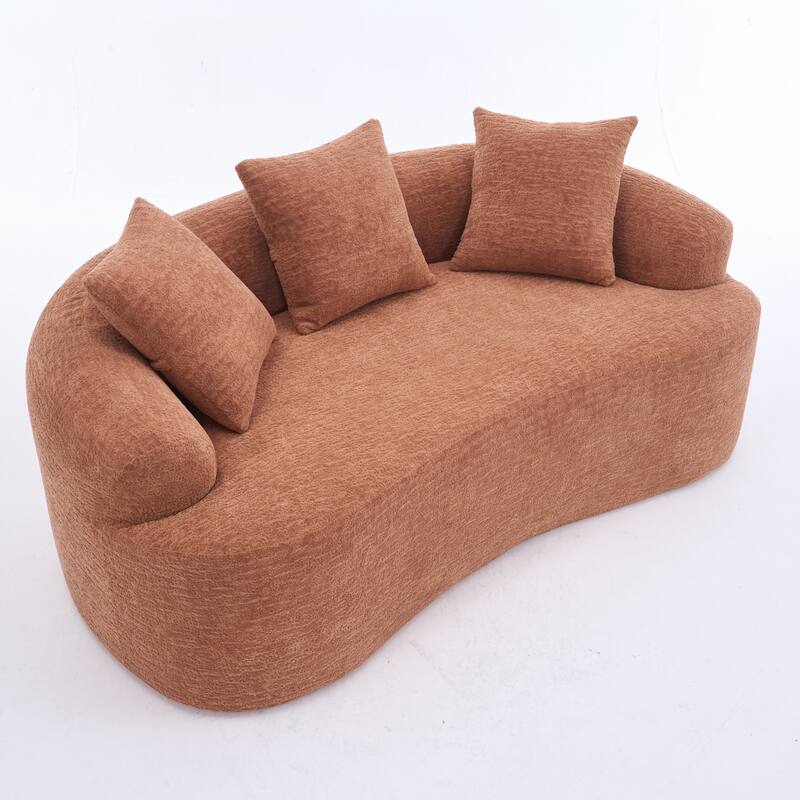 30D Chenille No-Assembly Compact Curved Loveseat Full Compression Sponge Sofa