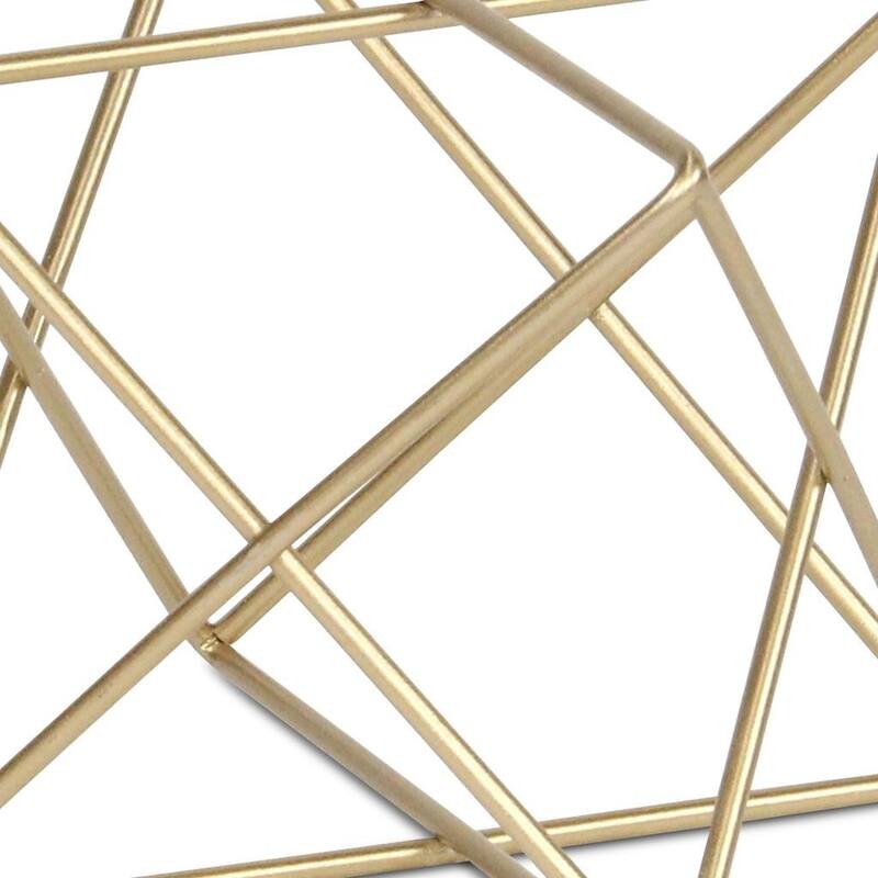 HomeRoots 6" Gold Metal Open Geometric Tabletop Sculpture - 8.00 in. x 5.50 in. x 8.00 in.