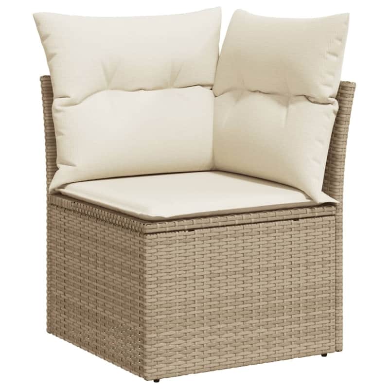 vidaXL Patio Sofa Set with Cushions Outdoor Conversation Furniture Poly Rattan - 24.4 x 24.4 x 27.2 in
