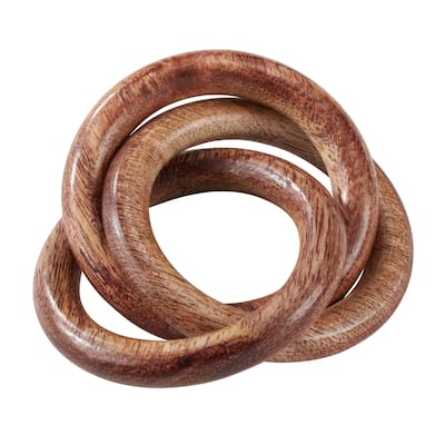 Mango Wood Napkin Rings With Interlock Design (Set of 4)