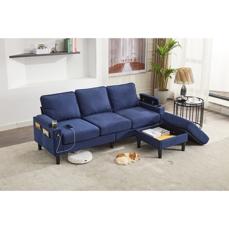 78" 3 Seater Sofa with Storage Bench