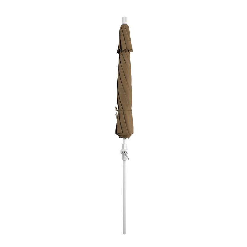 California Umbrella 9' Rd.Crank Lift, Collar Tilt, Aluminum Pole, Fiberglass Rib Patio Umbrella, White Finish, Sunbrella Fabric