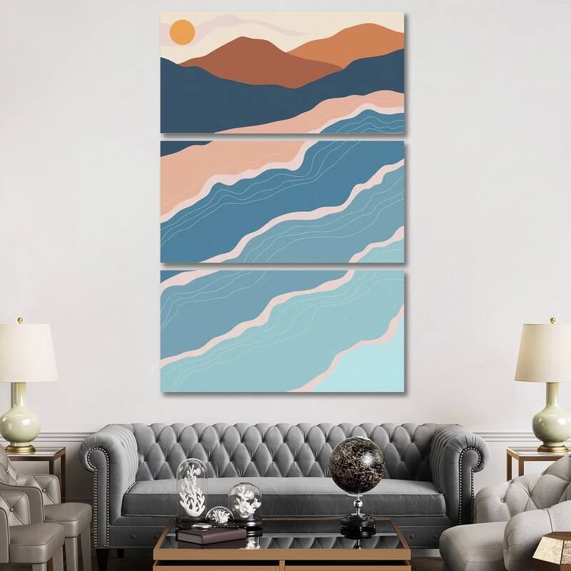 iCanvas "Beach And Mountains I" by Jay Stanley 3-Piece Wall Art Set