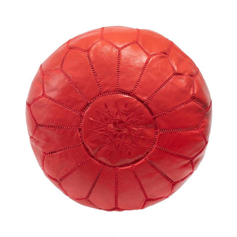 Nuloom Handmade Moroccan Leather Filled Ottoman Pouf