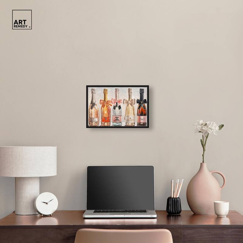 Champagne Bottles Glitz Canvas by Art Remedy
