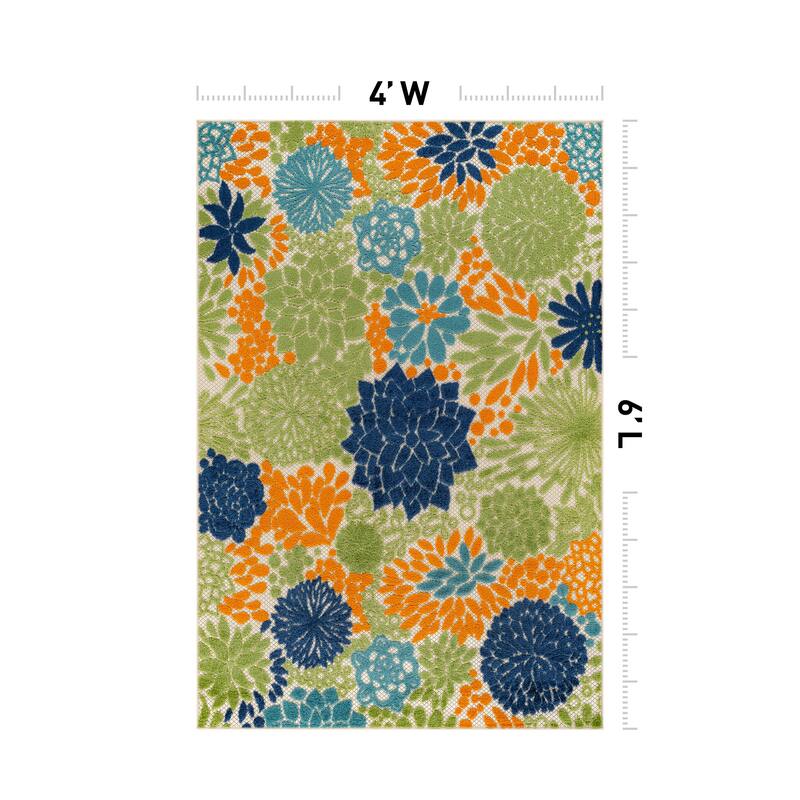 World Rug Gallery Indoor/Outdoor High-Low Textured Area Rug, Floral, Easy-Clean Patio Rug