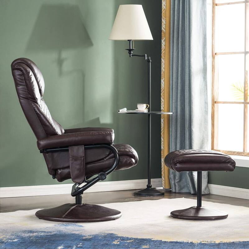 MCombo set of 2 Faux Leather Swivel Massage Recliner with ottoman