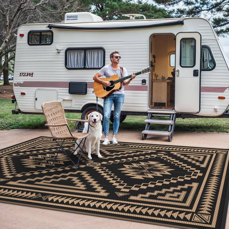 Mcow Geo Harmony Reversible Woven Waterproof Outdoor Area Rug - 5' x 8'