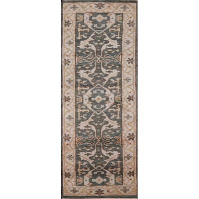 All-Over Oushak Oriental Runner Rug Handmade Wool Carpet - 2'9" x 8'4"