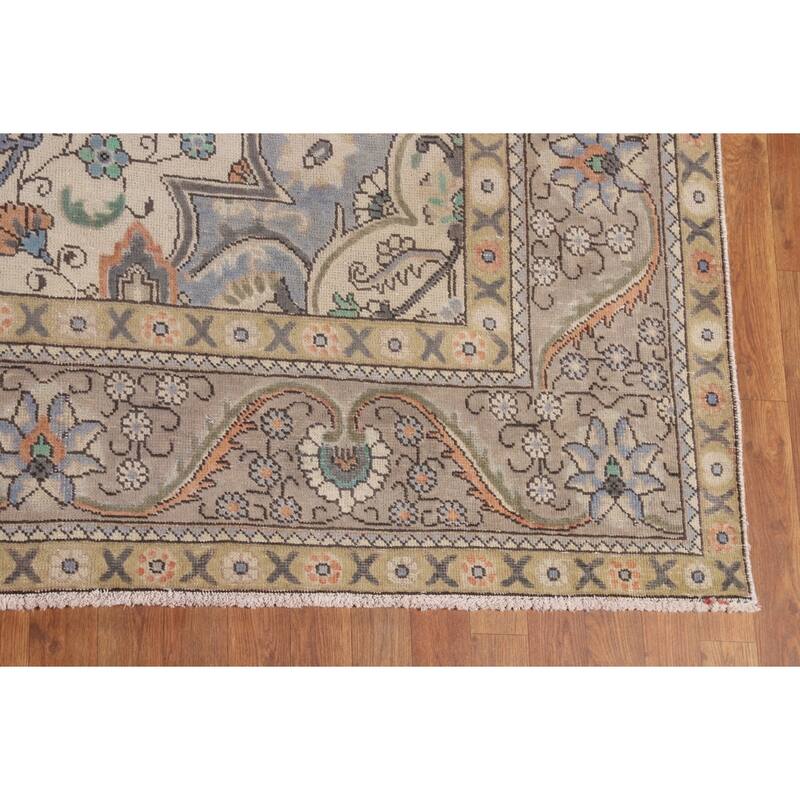 Over-Dyed Tabriz Persian Vintage Area Rug Hand-Knotted Wool Carpet - 9'7" x 12'3"