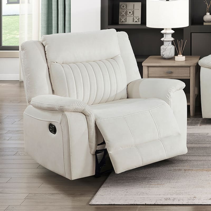 Lenore 39.5" Microfiber Manual Double Reclining Sofa - Tab Pull Motion