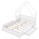 preview thumbnail 21 of 22, Queen Wood House Bed with Guardrails and 2-Storage Drawers, Natural