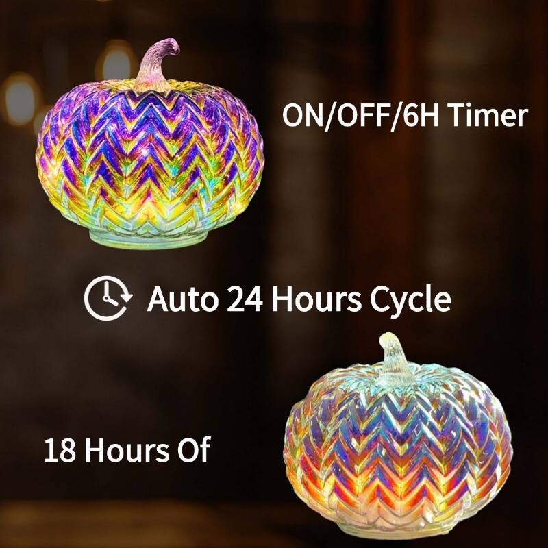 Mercury Glass Pumpkin Lights with Timer – Fall Halloween Table Decorations for Home & Thanksgiving Decor