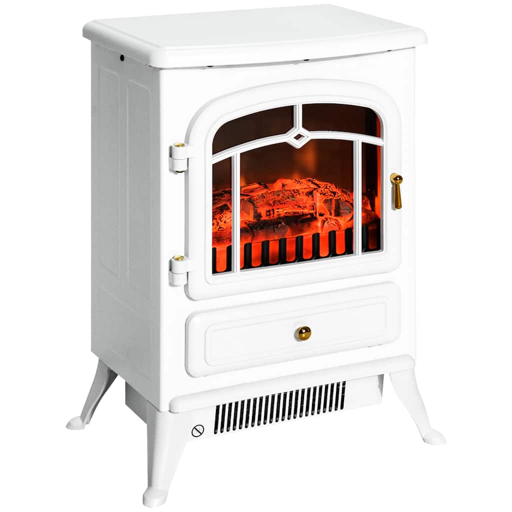 22" Portable Electric Fireplace Heater with Realistic LED Flame, Adjustable 750W/1500W Heat, and Safety Features