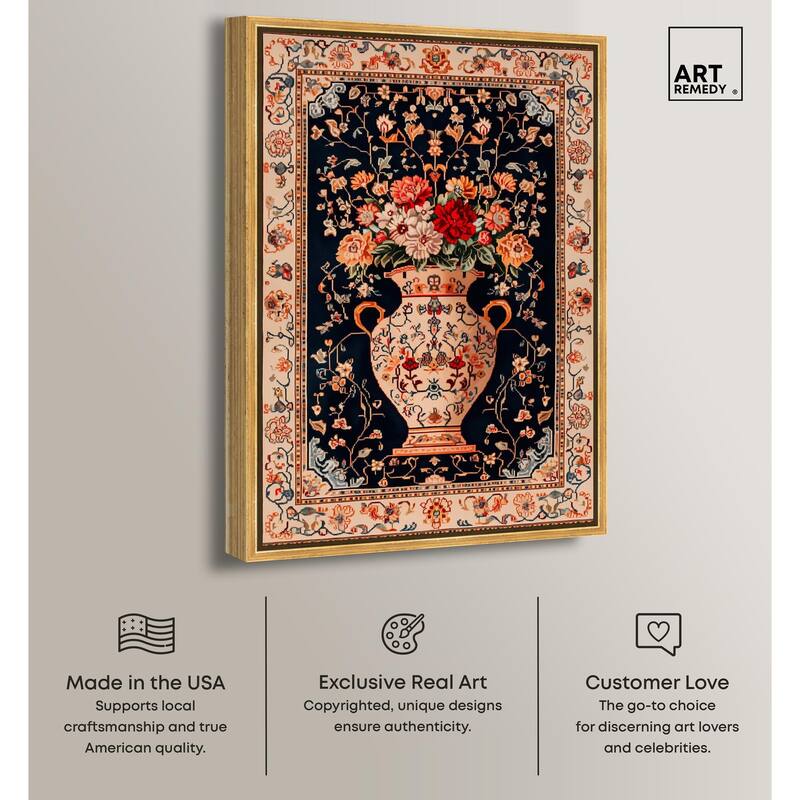 Persian Vase and Flowers Canvas by Art Remedy