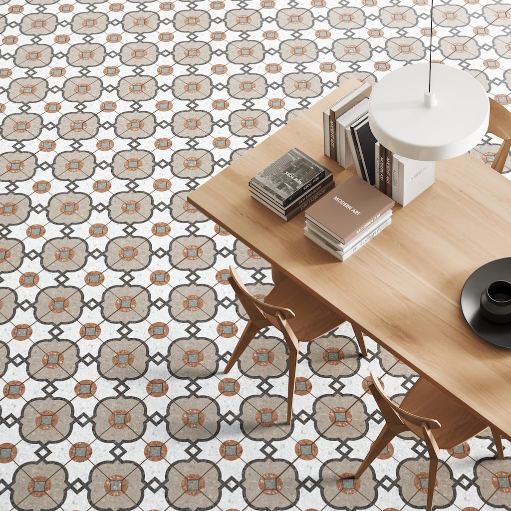 Merola Tile Riviera Octagon Grimaud Multicolor with Taco Verde 7-7/8" x 7-7/8" Porcelain Floor and Wall Tile