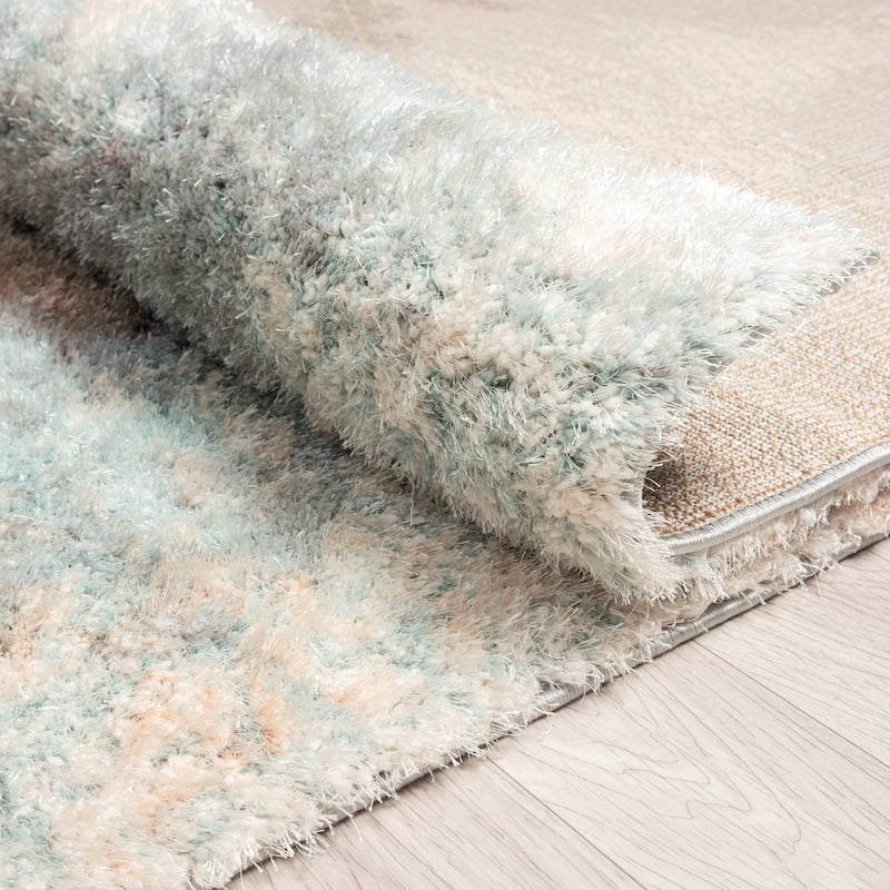 Zenith Abstract Shag Blue/Pink Area Rug
