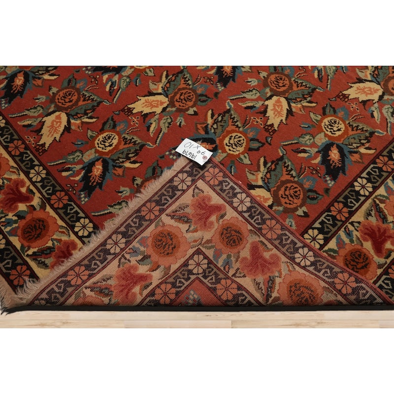 7'9''x10 Hand Knotted Wool Rose Karabagh Rare Romanian Caucasian Rug - 7' 9'' x 10'